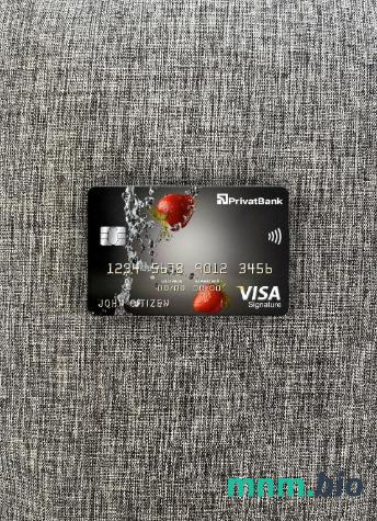 Ukraine Privatbank visa signature card wygląd fotograficzny skan PSD + zdjęcie